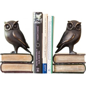 Loon Peak Owl on Book Bookends Set LOPK1859